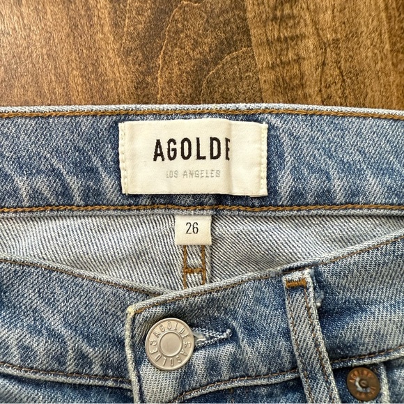 Agolde Riley High Rise Straight Crop Distressed Jeans - Picture 6 of 13